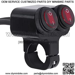 Waterproof Motorcycle ATV 7/8 Light Bar SwitchHandlebar Double Control Kill Button SwitchHeadlight Spotlights Hazard Brake Fog Light ON Off Switches 12v 16A (Red)