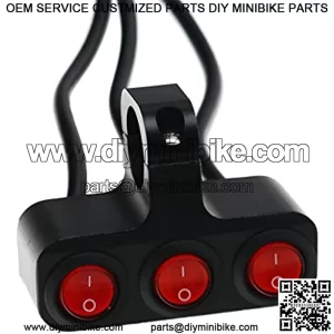 Waterproof 7/8 Motorcycle Switch, 12V Handlebar Three Control Kill Button Switch, Red Led Illuminated Motorcycle Control Kill Button Switch