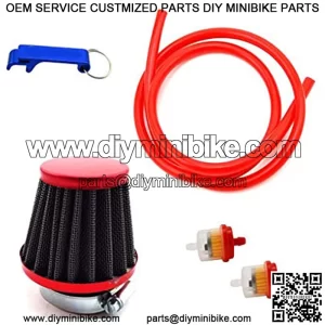 Red 38mm Air Filter Fule Cleaner Gas Line Hose For 50cc 70cc 90cc 110cc 125cc Dirt Pit Bike ATV Quad Monkey Bike Motocross Motorcycle Go Kart Cart And GY6 50cc QMB139 Engine Scooter Moped