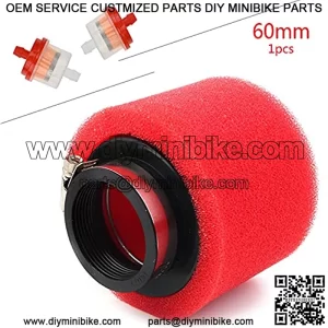 Motorcycle 58mm to 60mm Foam Air Filter Intake System Filters Universal Clamp-on Pod Intake Cleaner Chrome End Caps for Yamaha Honda Suzuki Kawasaki Motorcycles Dirt Bike ATV Moped Pit Bike Scooter