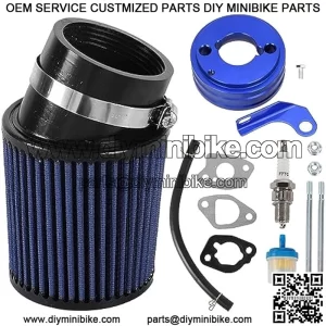 Predator 212cc Upgraded Airfilter adapter Intake Spark Plug Kit performance Replacement parts fit for 212cc 196cc carburetor 6.5HP Coleman Powersports CT200U-EX KT196 Mini Bike and Go Kart Blue
