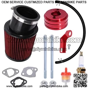 Upgraded Air Filter adapter Intake Spark Plug Kit Replacement for Predator 212cc 6.5 Hp Engine Mini Bike Go Kart, Red