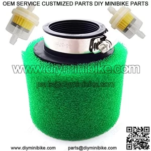Pit Dirt Bike Green 45mm Air Filter + Fuel Filter Cleaner For 125cc 140cc 150cc Engine Carburetor ATV Quad Motorcycle Go Kart Scooter
