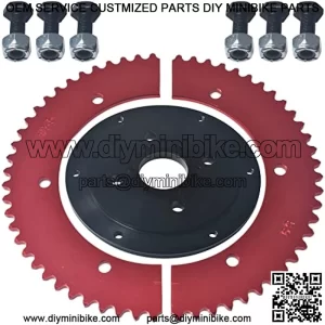 59T Split Sprocket Adapter with Sprocket for Universal Mini Bike Go Kart(Black)
