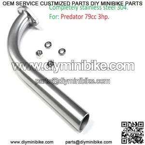 Exhaust Pipe For: Predator 79cc 3HP (Stainless Steel 304) Go Kart & mini bikes!