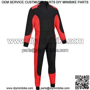 Traje de kart para adultos, de una pieza, de polialgodn, color negro y rojo, XS)