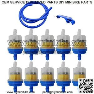 TC-Motor 1 Meter Gas Fuel Hose Line Pipe 10pcs Fuel Filter Universal For Dirt Pit Bike ATV Quad Go Kart Buggy Scooter Moped Snowmobile Motorcycle Motocross (Blue)