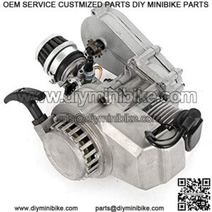 49CC 2 Stroke Aluminum Motor Engine Kit Mini Complete Gasoline Engine Motor With Carburetor Air Filter Gear Box for Most Air Cooled Mini Dirt Bikes Pocket Bike ATV or Scooter Quad