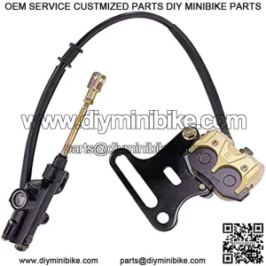 Rear Disc Hydraulic Brake Assembly Caliper Brake Master Cylinder Assembly for 50cc 90cc 110ccc 125cc ATV Dirt Bike Go Kart Quad (Golden)