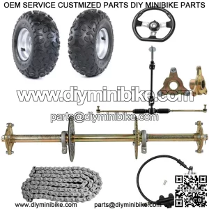 32" Go Kart Rear Axle Kit 6" Wheels Steering Tie Rod Rack Assembly Quad Trike